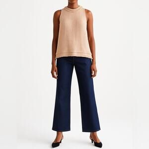 BANANA REPUBLIC Frayed Hem 100% Cotton Tweed Sleeveless Swing Top | XS | Mod